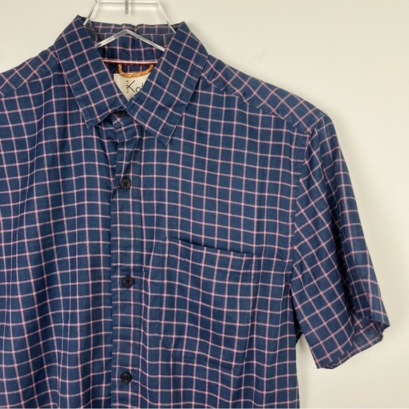 KOTO URBAN OUTFITTERS Navy Pink Short Sleeve Button Up Shirt Small - Picture 3 of 12